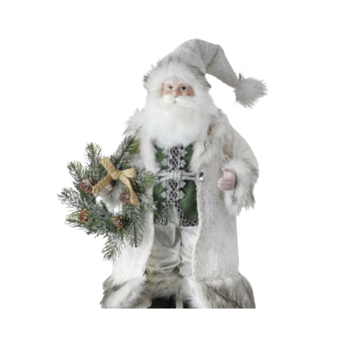 18'' Santa Figurine -Northwoods Standing Santa With Wreath