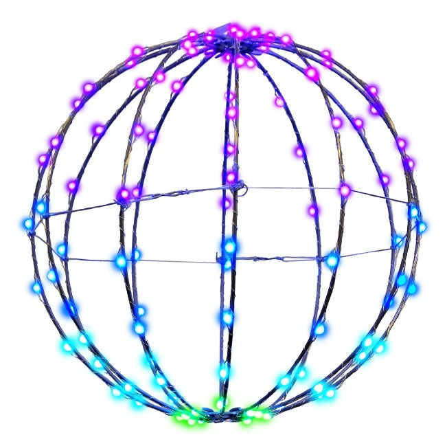 LED Foldable Spheres - RGB Color Changing - Silver - Multiple Effects