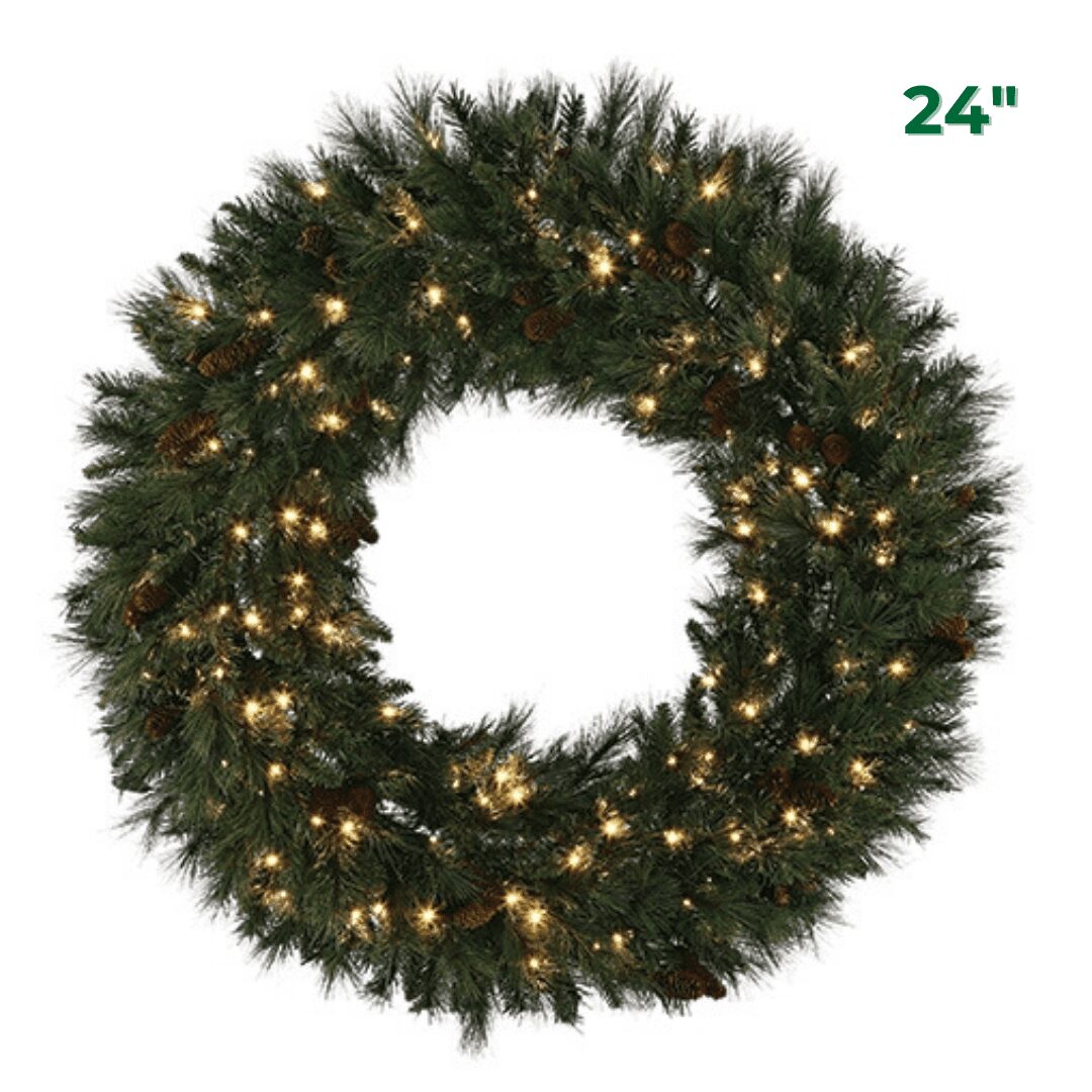 Mixed Noble Wreath - Battery Operated - Warm White Wreath – 24in to 30in