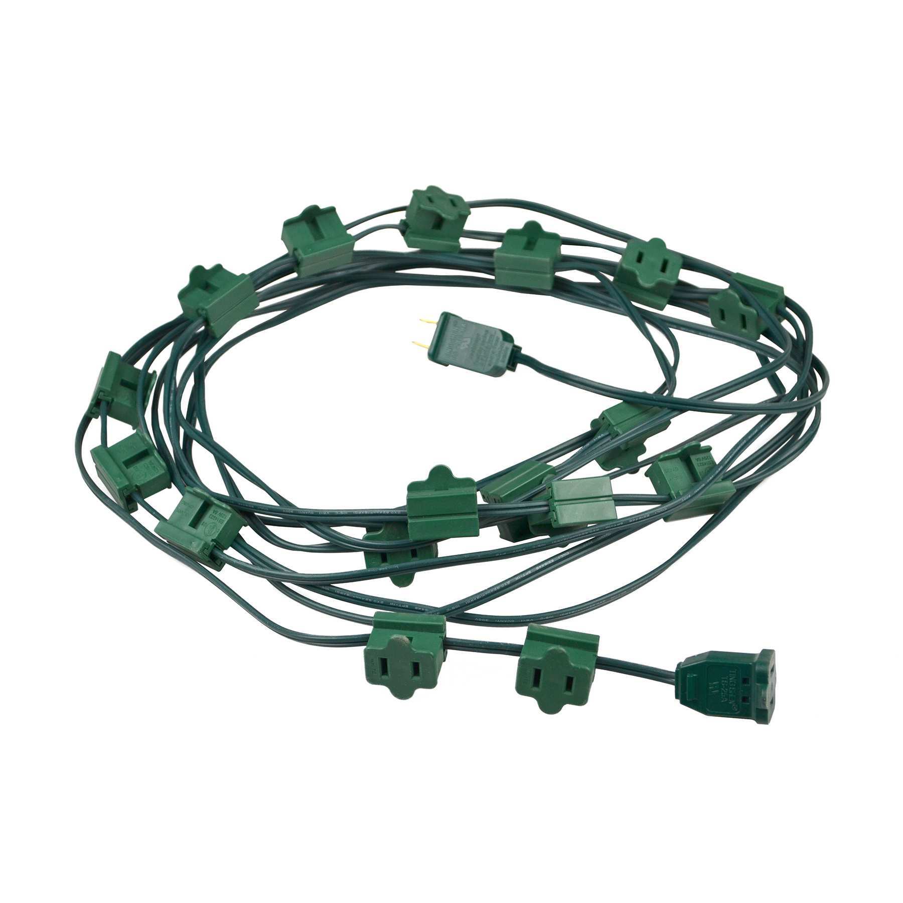 25' Green Cord with 3 inline plugs every 4'