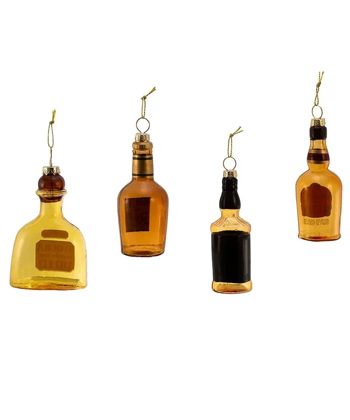 3.5"Glass Liquor Bottle Ornament - Set of 4