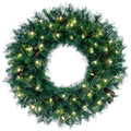 Denali Pine Wreath - Prelit- Warm White Lights Wreath – 30in to 60in