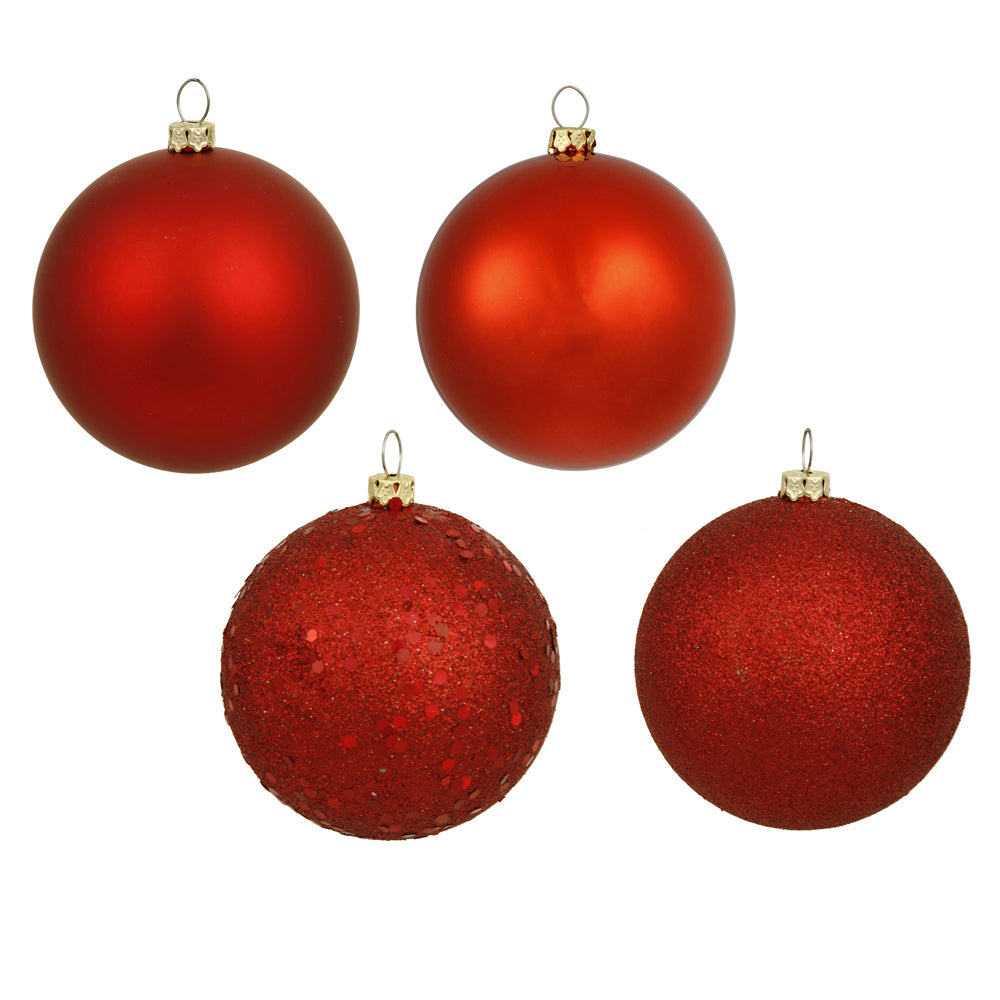 4" - 4 Finish Shatterproof Ornaments with Drilled and Loop Cap