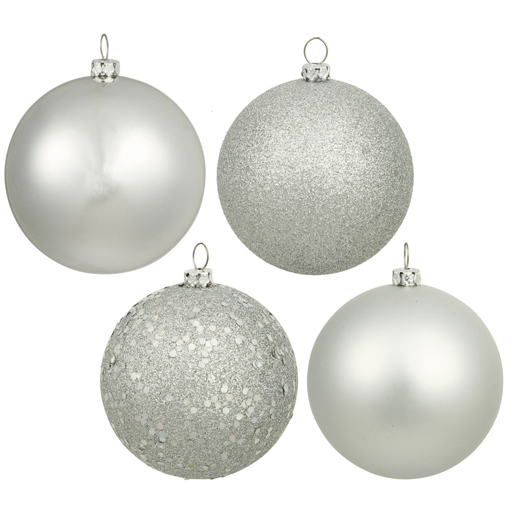 4" - 4 Finish Shatterproof Ornaments with Drilled and Loop Cap