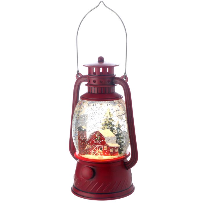 8" Country Barn Lantern w/ Battery Operated LED Lights and Timer