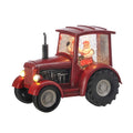 9" Santa driving Red Tractor w/ Battery Opperated LED Lights and Timer