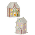 7.5"  Cookie Dough Sweet House w/ Battery Operated LED Lights and Timer - Set of 2