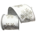 4" Ribbon -  Metallic Snowflake Velvet Ribbon - 5 Yard Roll