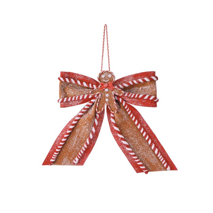 15" Sugar/Spice Gingerbread Bow Ornament