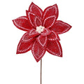30" Sugar/Spice Poinsettia Flower Stem - Red