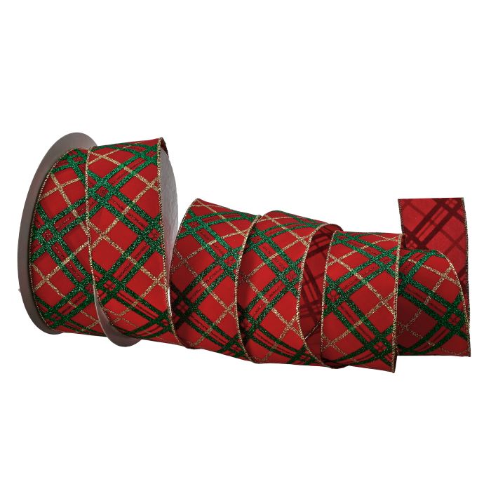 2.5" Ribbon - Red Velvet Stripe Ribbon - 20 Yard Roll