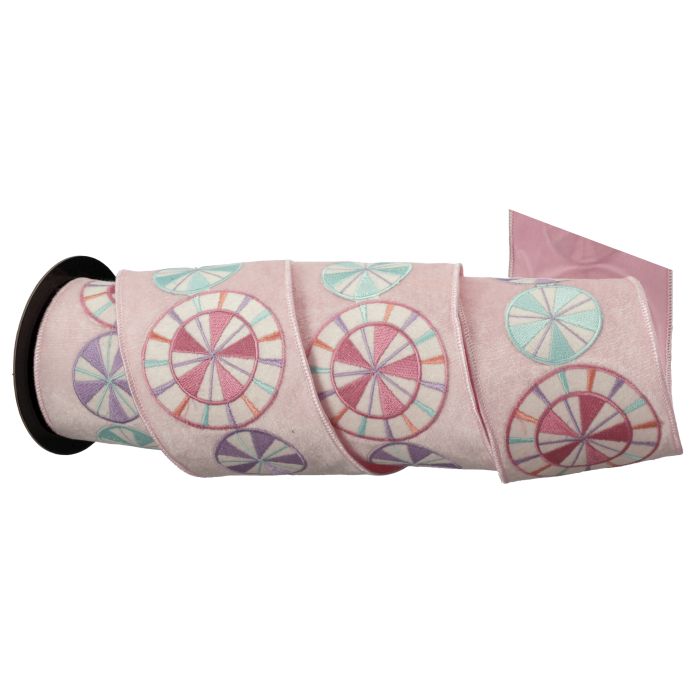 4" Ribbon -  Velvet Peppermint Ribbon - 5 Yard Roll
