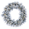 Flocked Jackson Wreath with Warm white LED Lights Wreath – 30in to 36in