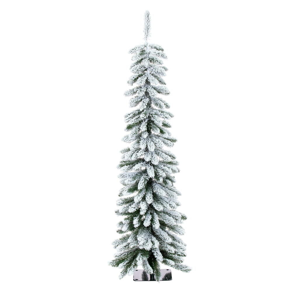 Snowy Flocked Alpine Accent Tree - Slim Profile (4.5' - 7')