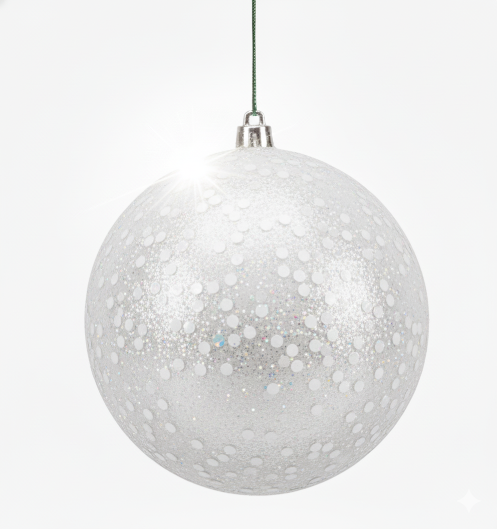 4" White Matte Ball Ornament UV Drilled Cap (Bag of 6)