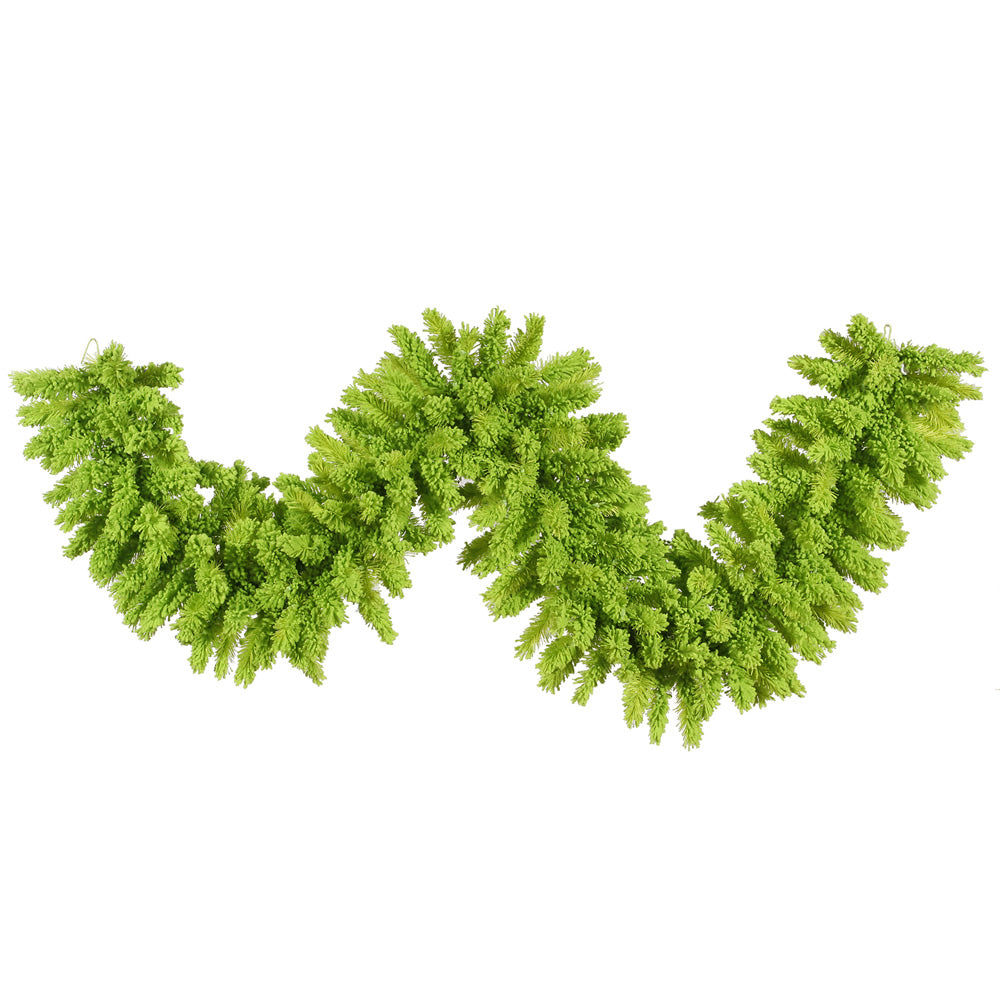 Designer Flocked Garland - Red and Lime Green - 9' x 14"