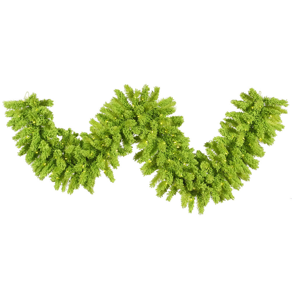 Designer Flocked Garland - Red and Lime Green - 9' x 14"