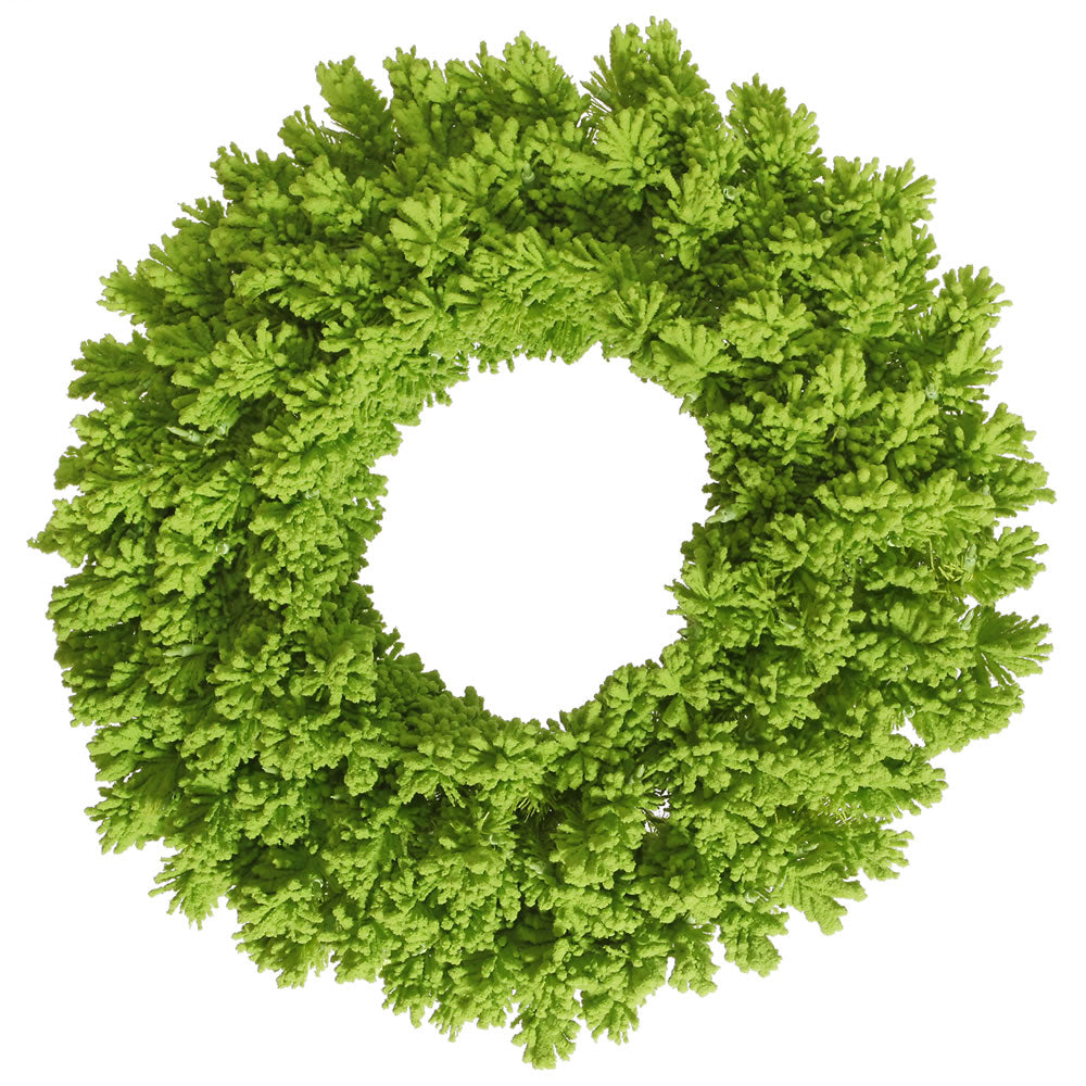Designer Flocked Wreath - Red and Lime Green