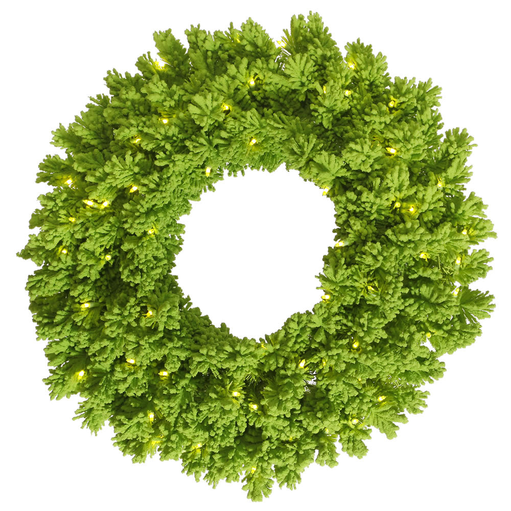 Designer Flocked Wreath - Red and Lime Green