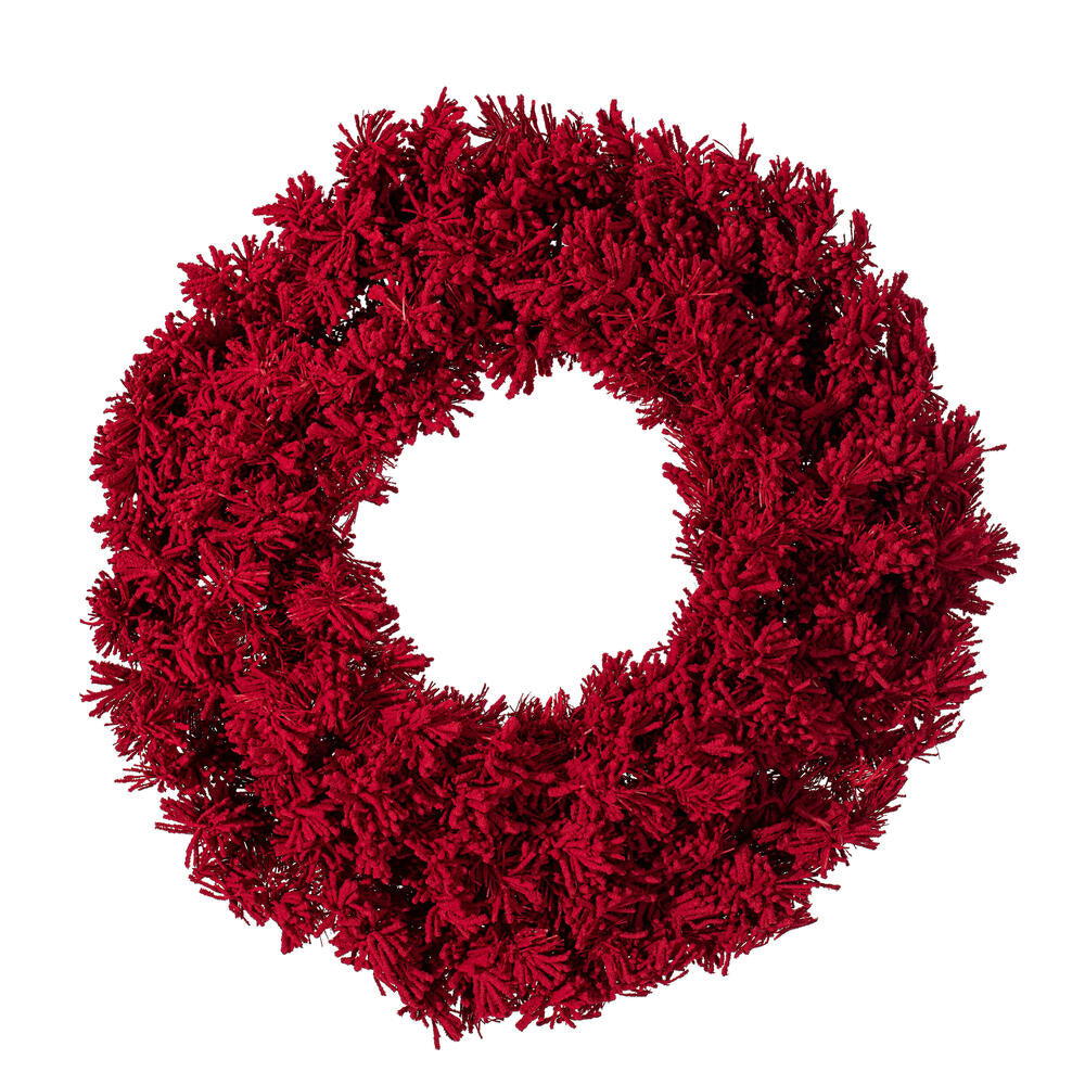 Designer Flocked Wreath - Red and Lime Green