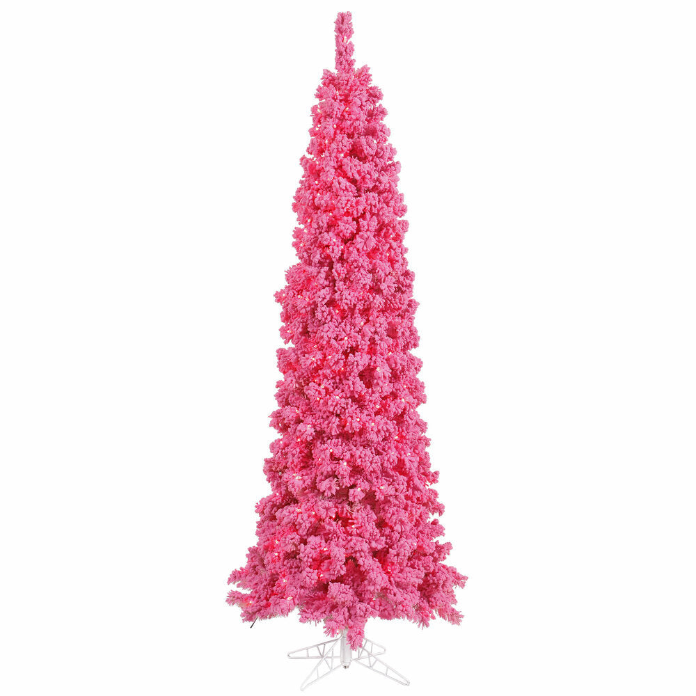 Designer Flocked Trees - Red, Lime Green, Blue and Pink