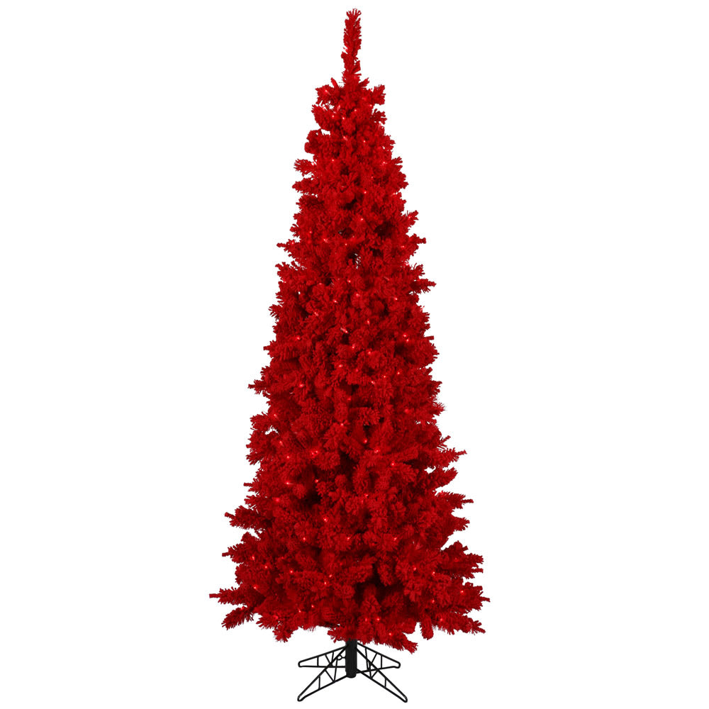 Designer Flocked Trees - Red, Lime Green, Blue and Pink