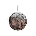 6" Bark Ornament with Snow