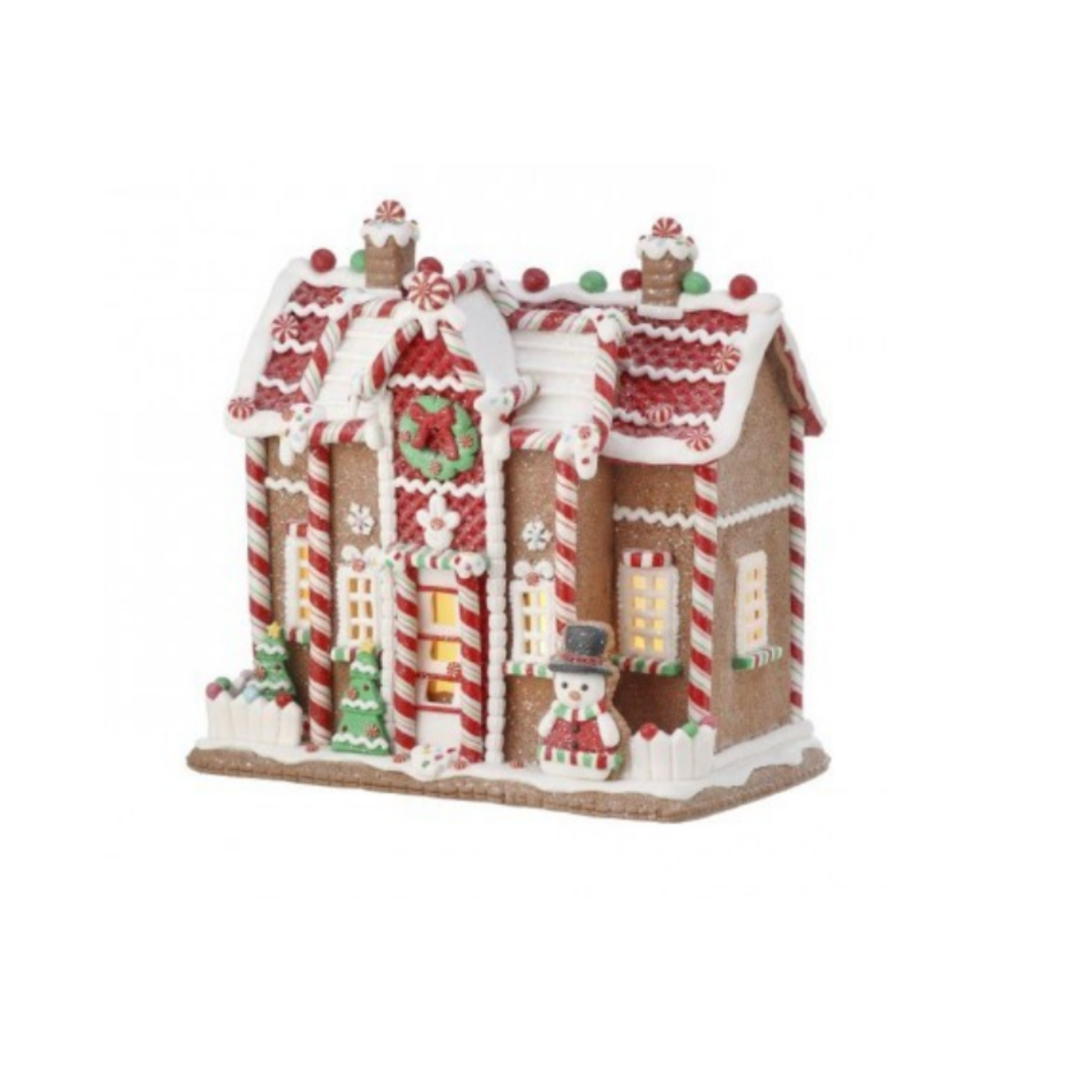 9.5" Iced Roof Gingerbread House with Battery And Timer LED Lights