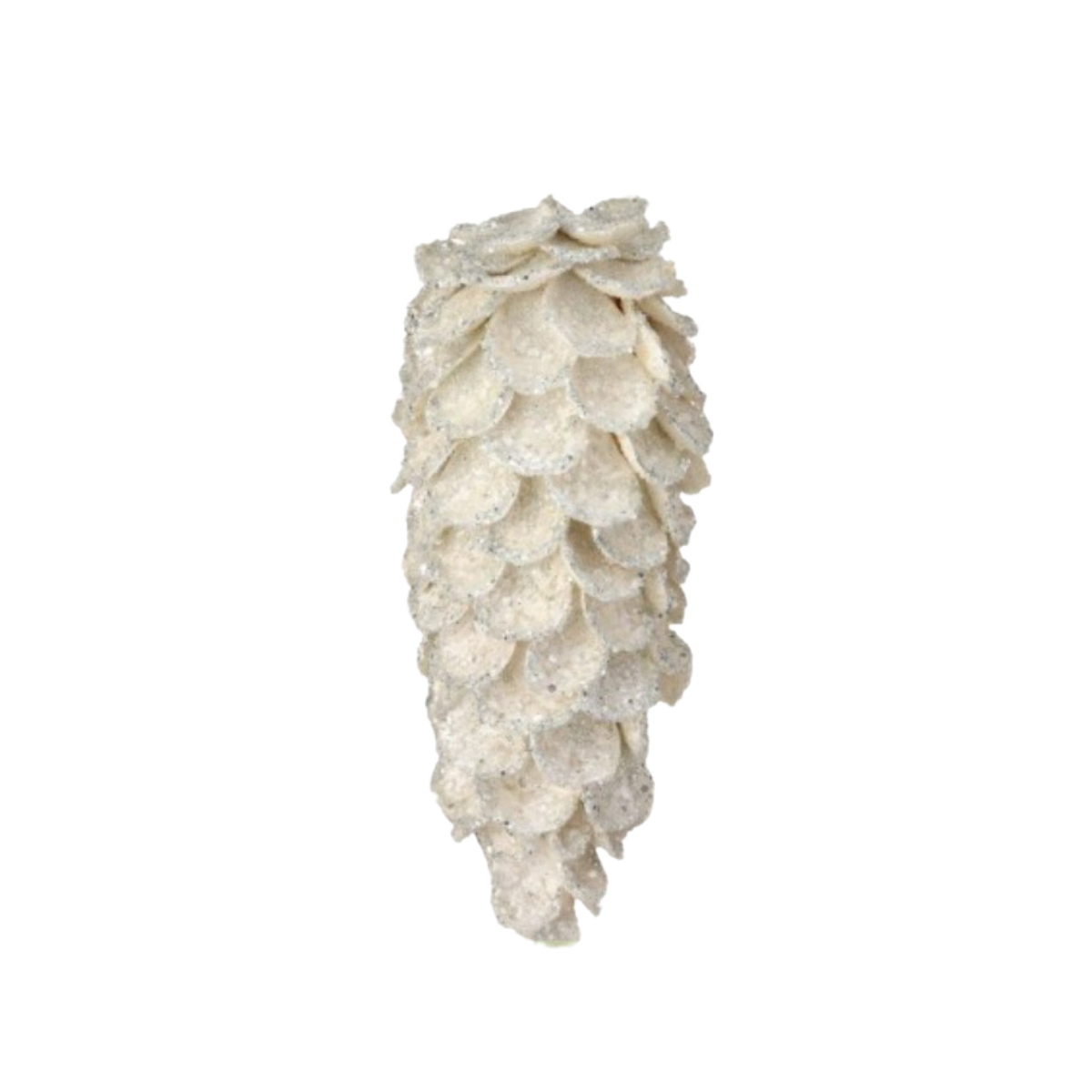 11.5" ICED PTL W/GLTR/JEWEL PINECONE ORNAMENT - WHITE