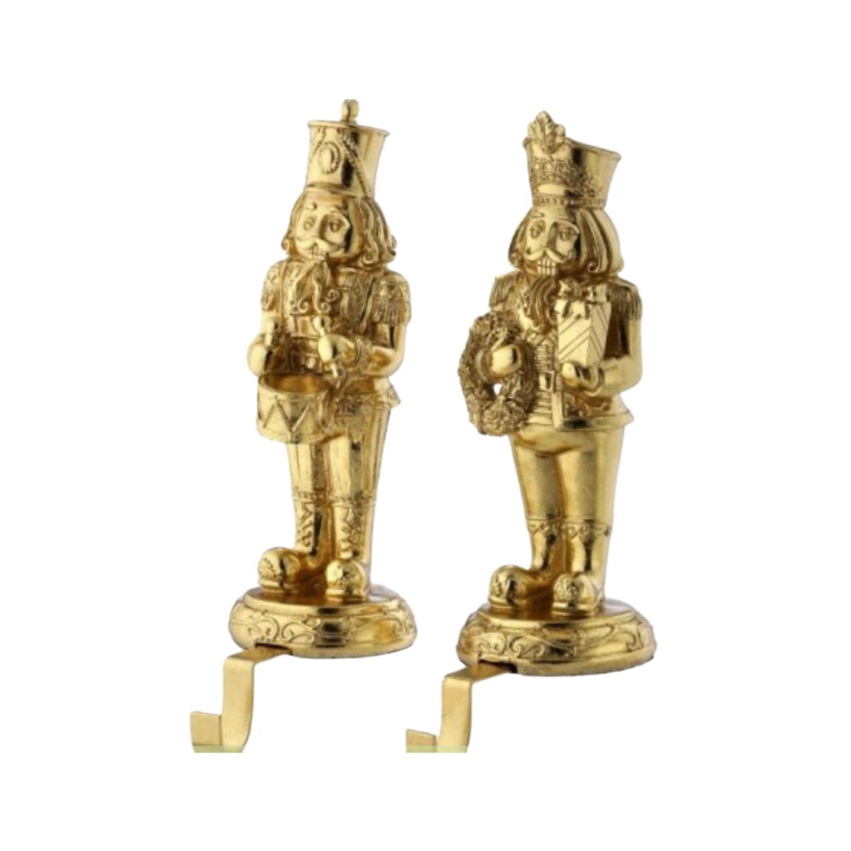 10.5" Nutcracker Stocking Holder - Gold - Set of 2