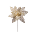 22" Glitter Sequin Poinsettia Stem -  White and Gold