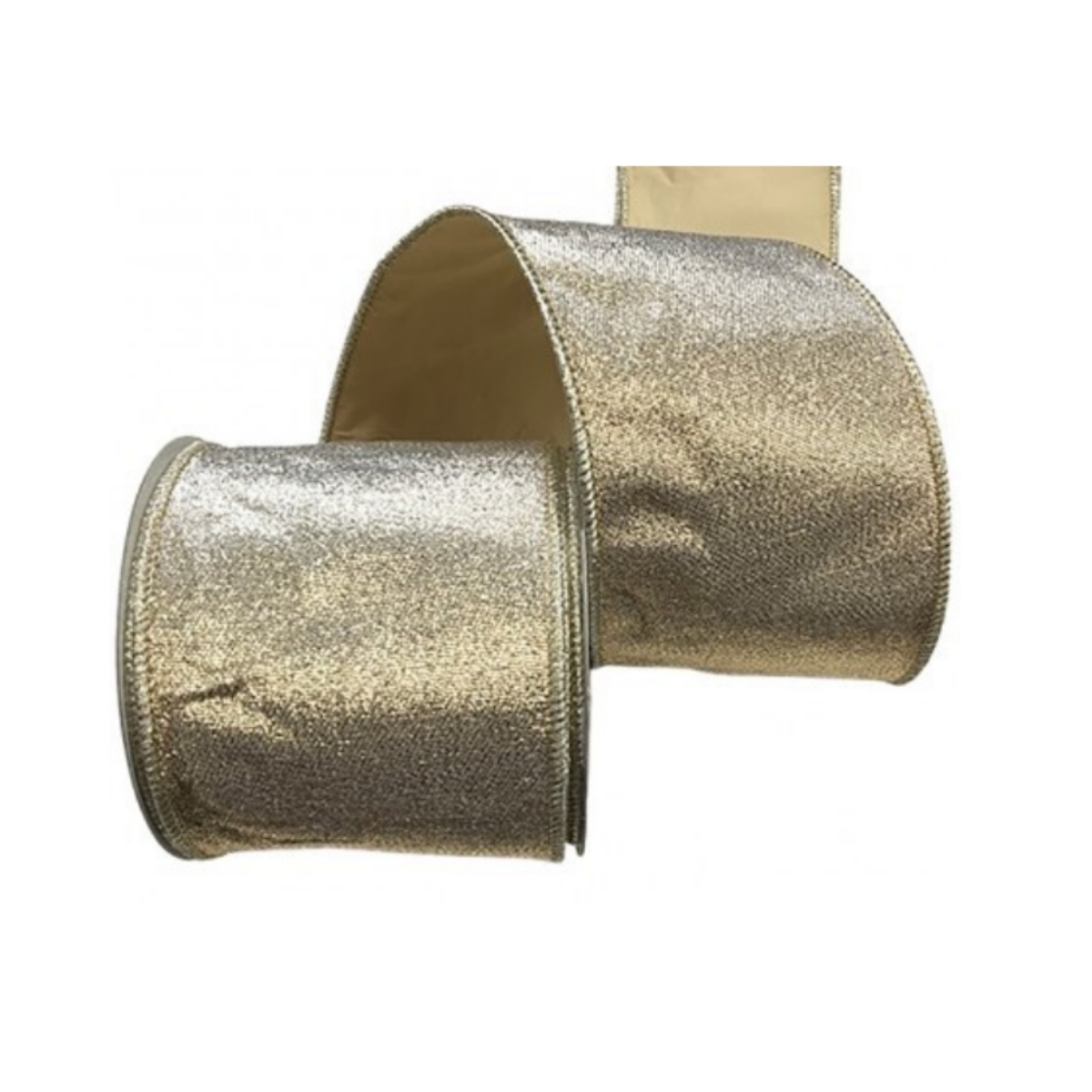 4" Ribbon - Metallic Taffeta - 10 yard roll - Champagne