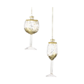 4-5" Glass Wine/Champagne Ornament - Set of 2