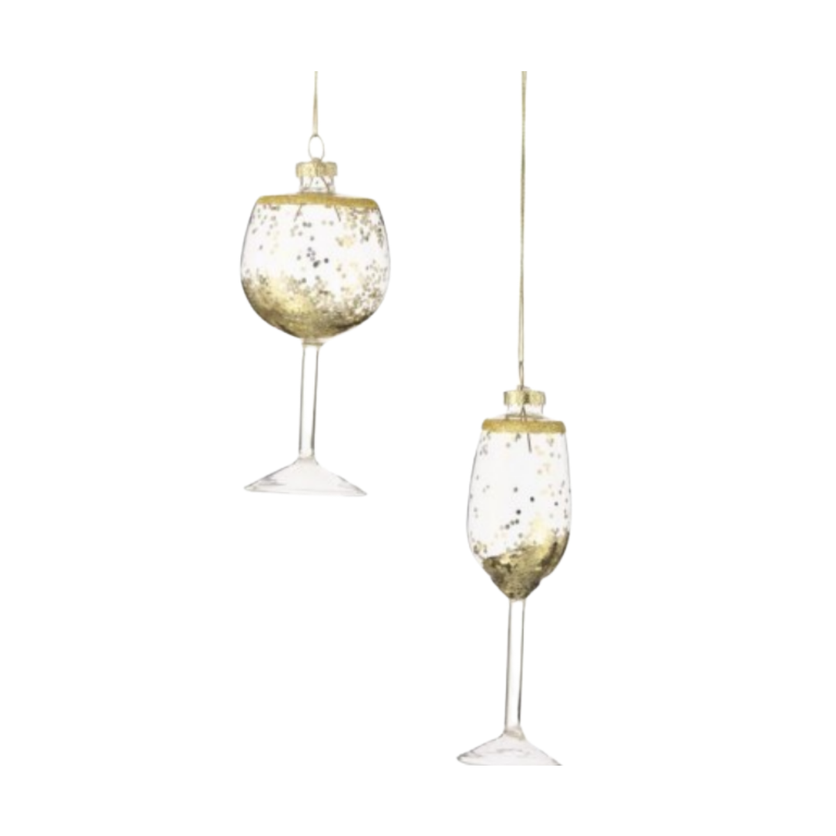 4-5" Glass Wine/Champagne Ornament - Set of 2