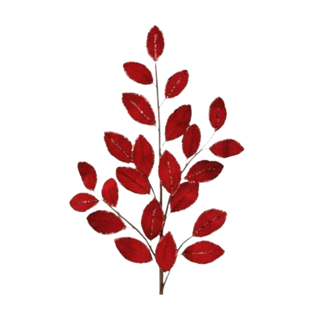 26" MINI VELVET LEAF SPRAY - RED/GOLD
