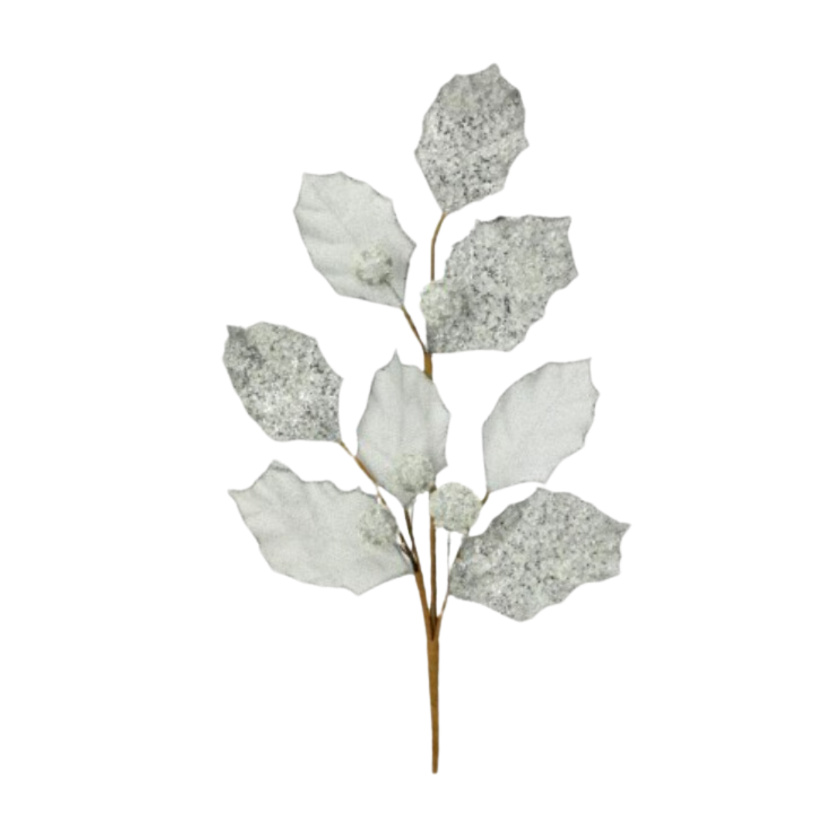 27" Glitter Holly Leaf Spray
