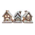 6"  Sugar/Spice Gingerbread House - Set of 3 -  With Battery/ timer Operated LED Lights