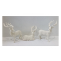 5", 7" and  9.5" White Flocked Deer Set of 3