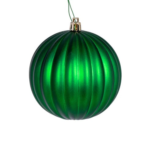 4" Matte Lined Ball Ornament - Set of 6