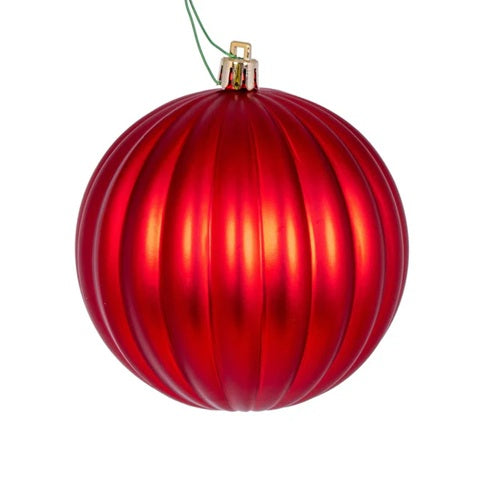 4" Matte Lined Ball Ornament - Set of 6