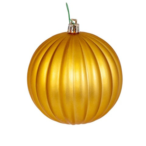 4" Matte Lined Ball Ornament - Set of 6