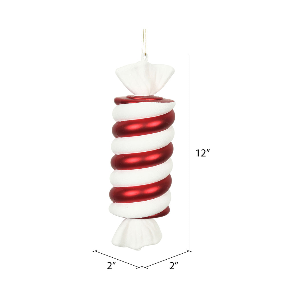 12" Red-White Twisted Candy Ornament - Set of 2
