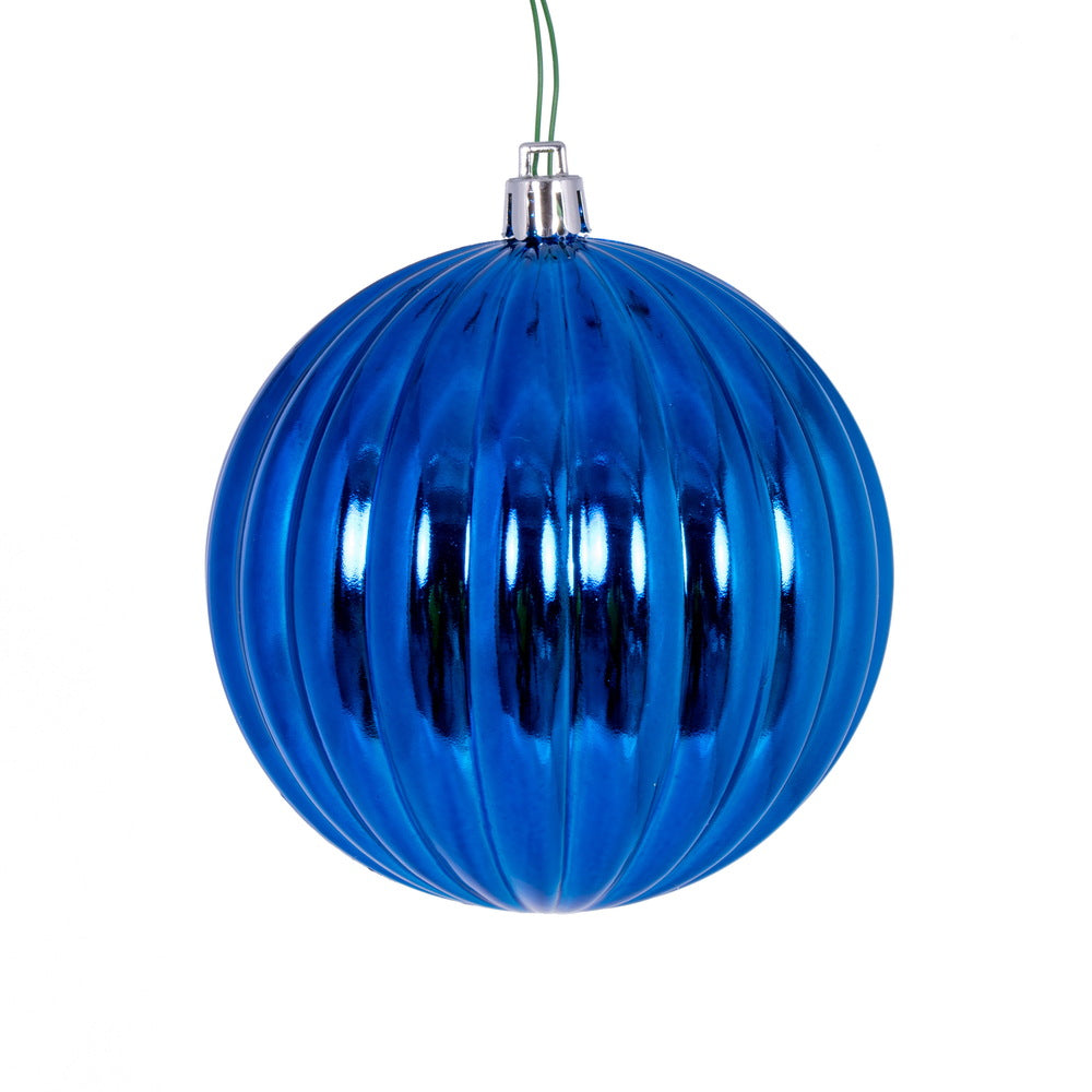 4" Shiny Lined Ball Ornament - Set of 6