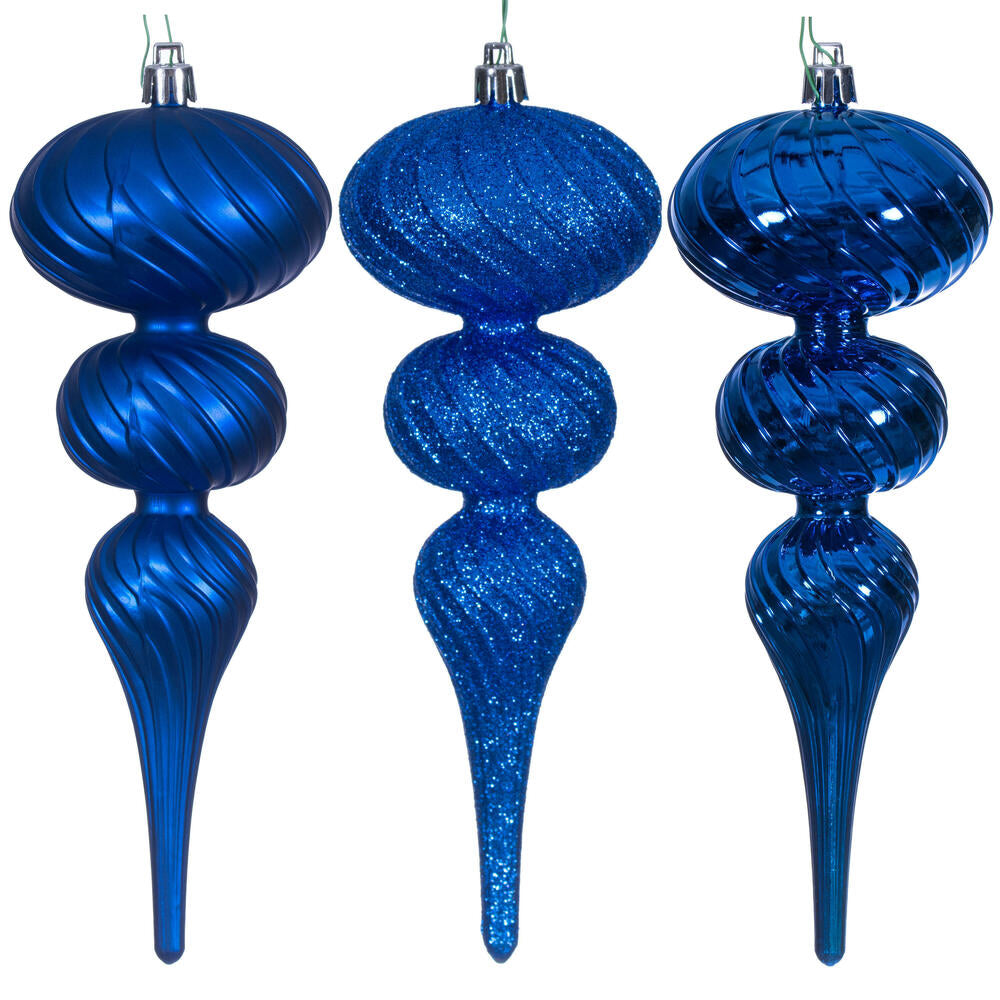 8" Swirl Finial Ornament Set of 6