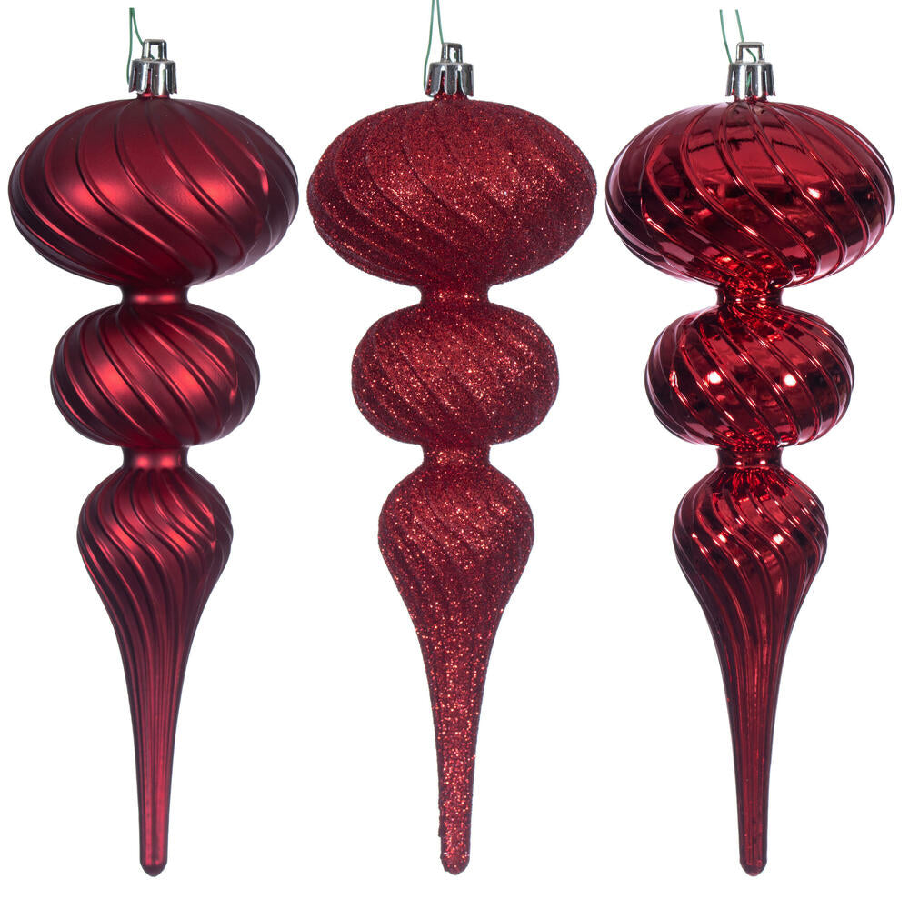 8" Swirl Finial Ornament Set of 6