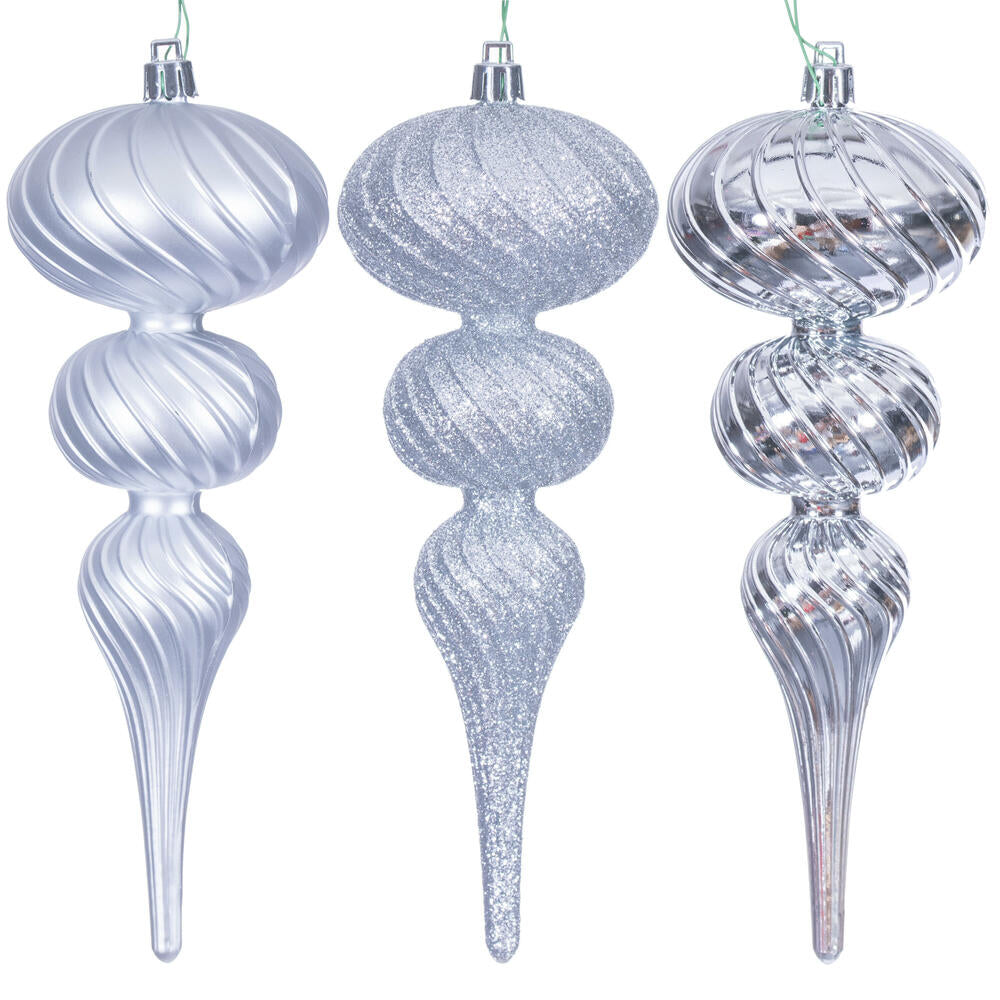 8" Swirl Finial Ornament Set of 6