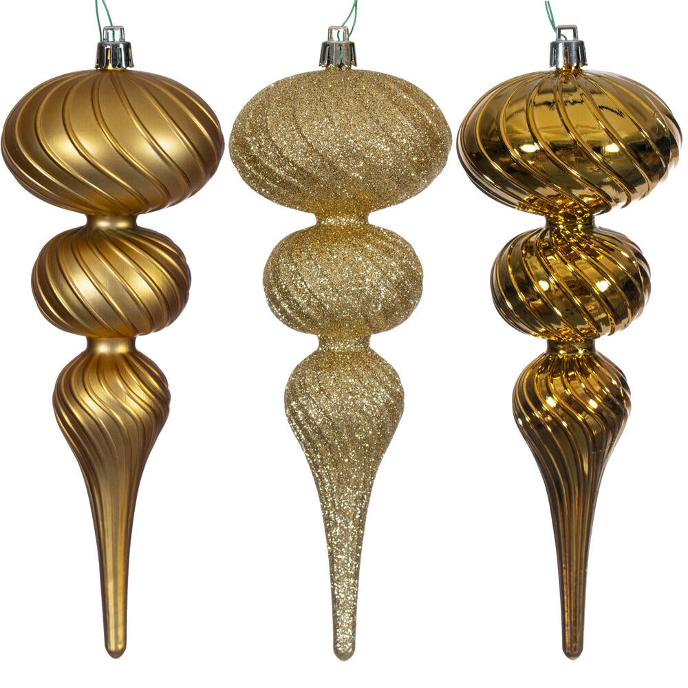 8" Swirl Finial Ornament Set of 6