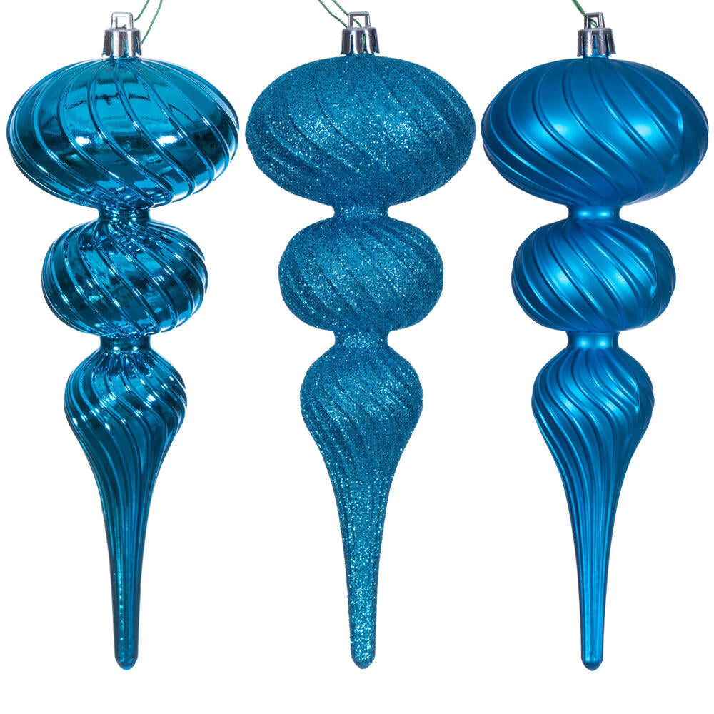 8" Swirl Finial Ornament Set of 6