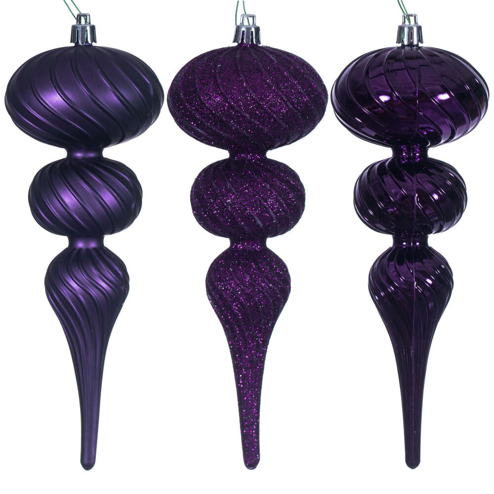 8" Swirl Finial Ornament Set of 6