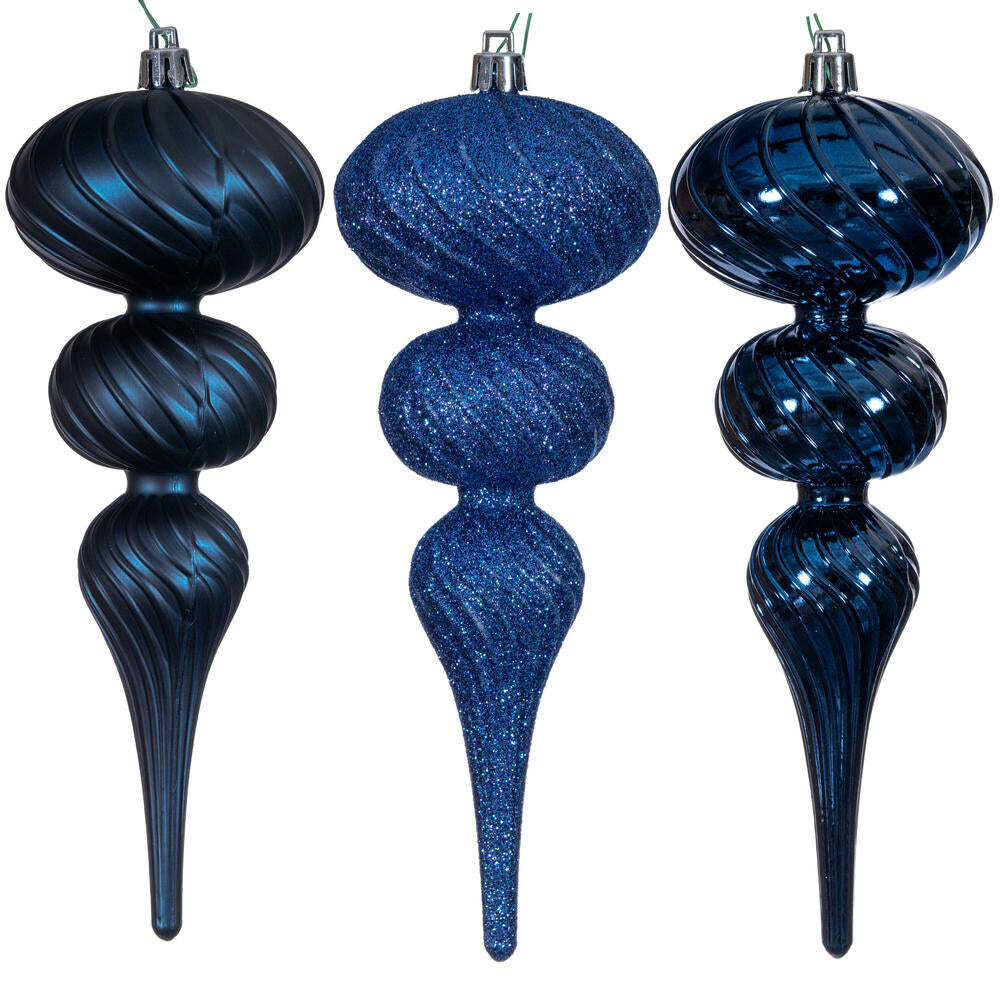 8" Swirl Finial Ornament Set of 6